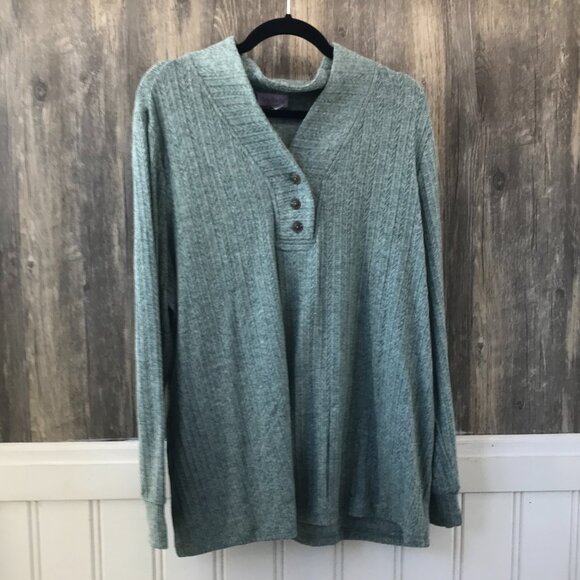 Any Body green cozy lightweight sweater size 1X - Picture 1 of 4